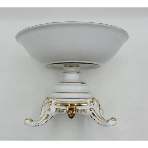 Rare LIMOGES Pedestal FOOTED Bowl Gilded Accents Romantic Scene VTG -  Repaired - Picture 9 of 11